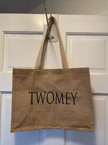TWOMEY Beuteltasche weinrot natürliche Sackleinen Jute mit Baumwollhenkeln - Bild 1 von 3