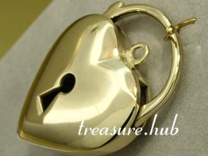 K07 HUGE Genuine 9K Solid Gold Plain Heart Padlock Clasp Pendant with Key-hole - Picture 1 of 3