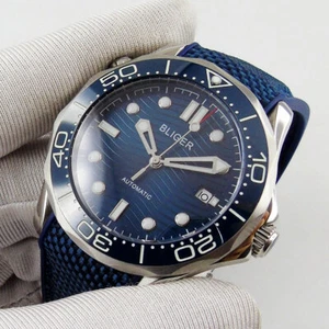 Orologio da uomo automatico 41 mm Bliger quadrante nero blu vetro zaffiro PT5000 8215 NH35 - Foto 1 di 14