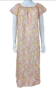 Vtg Handmade 70’s Multicolor Shabby Floral Knit Flutter Slv Muumuu Dress Size M? - Picture 1 of 14