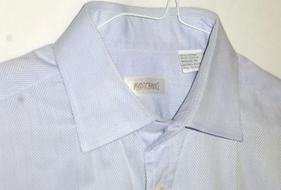 $325 16x35 Ascot Chang Sky Baby Blue Herringbone Mens M Shirt ITALY 41 Nordstrom - Image 1 of 4