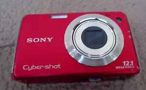 SONY CYBERSHOT DSC-W230 12.1MP RED DIGITAL CAMERA FOR PARTS OR REPAIR - Picture 1 of 4