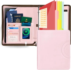 Pink Trapper Keeper Binder Leather Business Portfolio with Zipper, Detachable 3 - Picture 1 of 6