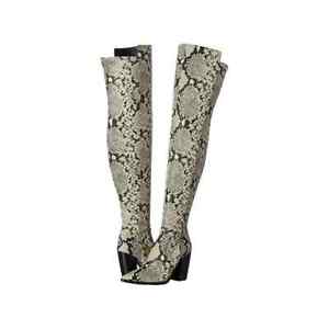Vince Camuto Womens Sz 10 Snake Print Over The Knee Block Heel Boots Pointed Toe