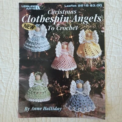 1994 Leisure Arts Christmas Clothespin Angels to Crochet Pattern Leaflet 2518 - Image 1 of 4