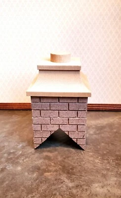 Dollhouse Miniature Brick Chimney Wood Tall 1:12 Scale 45 Degree Pitch Roof - Image 1 of 4