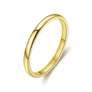 Minimalist 18kt Gold Plated Stainless Steel Band Ring Jewelry Gift For Her Women - Picture 1 of 3