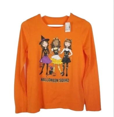 Children's Place shirt Girls XL Halloween Squad Orange graphic Witch Tee - Image 1 of 4