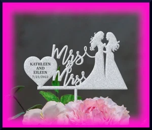 Mrs and Mrs Wedding Topper, Same Sex Wedding Cake topper, LGBTQ Topper - Picture 1 of 9