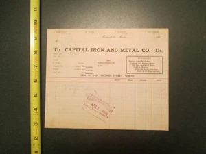 Capital Iron and Metal Co 1918 Rechnung Briefkopf 1433 - Bild 1 von 1