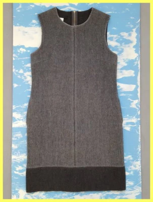 VESTIDO RECTO SIN MANGAS LES COPAINS GRIS DOS TONOS COLORBLOCK LANA ANGORA 42 40 38 Foto 1 de 4