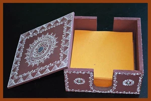 Holz Handbemalt Mandala Papier Orange Halter Box aus Indien!! - Bild 1 von 5