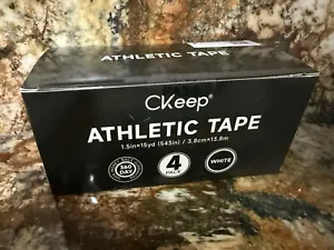 CKeep Athletic Tape, 4 Pack White Sports Tape, Very Sturdy No Glue Residue - New - Picture 1 of 3