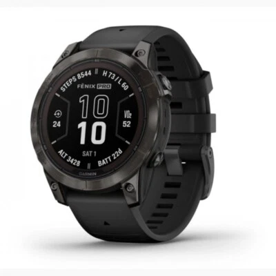 Garmin fenix 7 Pro Sapphire Solar Gray DLC Titanium with Black Band 010-02777-10 - Image 1 of 3