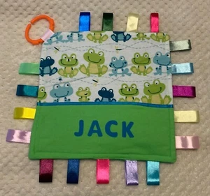 Babies Personalised Security Taggie Blanket / Toy - FROGS - - Bild 1 von 5
