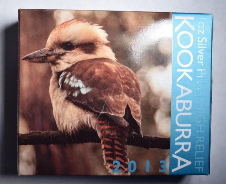 2013 AUSTRALIA PERTH MINT 1 OZ. SILVER PROOF HIGH RELIEF KOOKABURRA! CERT. #6379 - Image 1 of 4