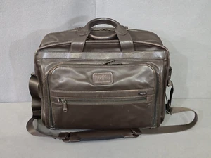 *RARE* TUMI T-PASS At-A-Glance Organizer Brief 96531BH - Brown Napa Leather - Picture 1 of 20