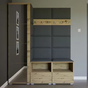 Garderoben-Set Nela II mit Spiegel Flurgarderobe mit Wandpaneele Standgarderobe - Bild 1 von 32