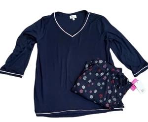 Kim Rogers Harbor Blue & Snowflake Lounge/PJs Size L - Picture 1 of 11