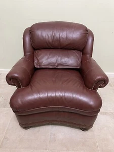 Hancock & Moore Austin Brown Leather Club Chair and Ottoman - Picture 1 of 6