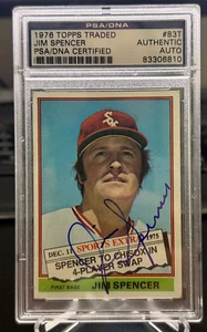 Jim Spencer Signed 1976 Topps Traded Card PSA/DNA Autograph White Sox - Picture 1 of 2