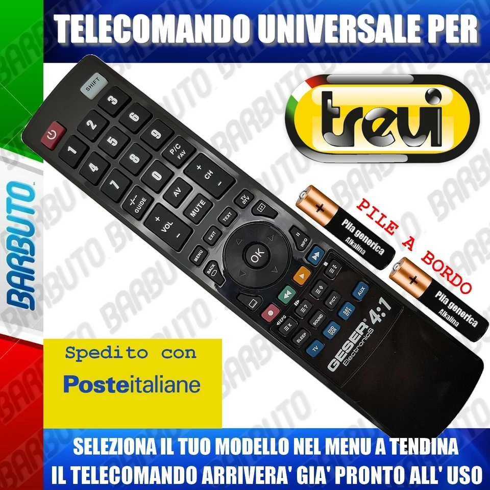 TELECOMANDO UNIVERSALE TREVI^ CLICCA SUL TUO MODELLO LO RICEVERAI GIA PRONTO - Immagine 1 di 1
