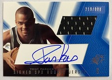 2001-02 Upper Deck SPx #91 Tony Parker Signed Rookie Jersey 219/800 