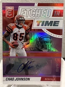 Donruss Elite Football 2022 grabado en el tiempo púrpura Chad Johnson automático 20/49 - Imagen 1 de 2