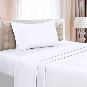 HOTEL SIGNATURE FULL SIZE 6PC SHEET SET WHITE 800TC EXTRA LONG STAPLE COTTON NIP - Picture 1 of 4