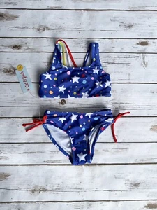 NWT Girls Cat & Jack Two Piece Swimsuit Swim Wear Red White Blue Stars Xs 4/5 - Picture 1 of 8