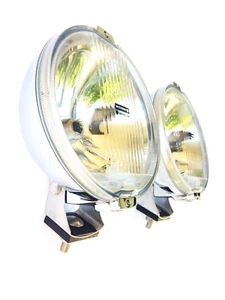 2x Rund H3 Halogen Fernscheinwerfer mit 24V LED Ring Chrom ø183mm mit Glühbirnen - Bild 1 von 14