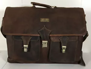 Vintage Handmade Leather Laptop Messenger Bag 18 inch Rustic Brown office Bag - Photo 1/7