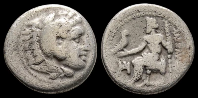 Alexandre III le Grand Drachme Ancienne pièce grecque en argent Zeus 336-323 ... - Photo 1/3