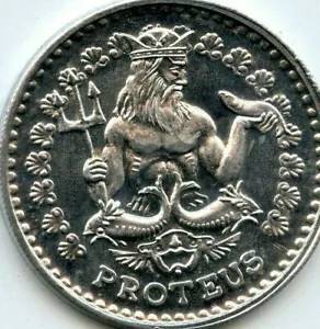 Mardi Gras Doubloon Krewe de Proteus 2012 aluminio - Imagen 1 de 2