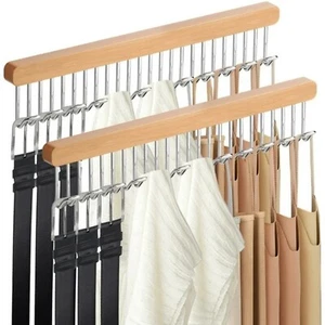 2 Pack Pull Out Belt & Bra Hangers with 12 Hooks, Stretchable Clothes Hanger Rod - Picture 1 of 15