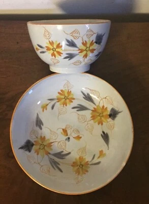 Большая антикварная английская делфтская жемчужная чайная чашка чаша и блюдце 18 в. 1 из 2 - Изображение 1 из 4