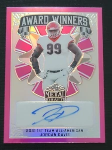 Jordan Davis 2022 Leaf Metal Award Winners Pink Autograph 10/20 Football Card - Picture 1 of 10