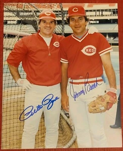 Pete Rose & Johnny Bench Signed 8x10 glossy photo Cincinnati Reds - Picture 1 of 4