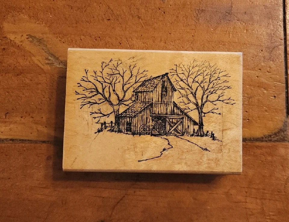 Sello de goma rústico escena de otoño de granero por Art Impressions Q1228 Foto 1 de 4