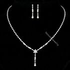 Elegant Bridal Wedding Rhinestone Crystal Pearl Necklace Earrings Set N305