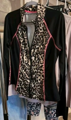 Mujer L (11-13) Cremallera Rosa Brillante Negro Guepardo  Foto 1 de 4