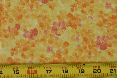 18" Long, Colorful Abstract Floral on Yellow Cotton, Quilting Treasures, P5250 - Image 1 of 4