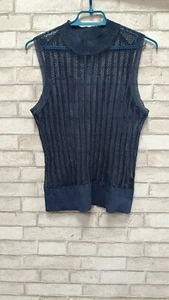 G Star Raw Pointelle Knitted Mock Top Blue Size S - Picture 1 of 13