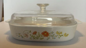 Corninng Ware A-10-B Wildflower 10x10x2 excellent! 4 quart. LID is PYREX a-12-c - Picture 1 of 20