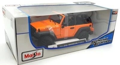 Maisto Diecast Model 1:18 scale - 2014 Jeep Wrangler (topless) Orange - Image 1 of 2