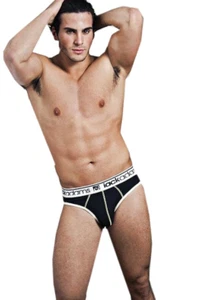 Jack Adams Men's NWT Jock Brief Black/Yellow Black/White 401-105 Size Small - Picture 1 of 5
