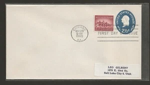1960 US 2-1/2 George Washington Embossed Stamped Envelope FDC Scott #U542 - Picture 1 of 2