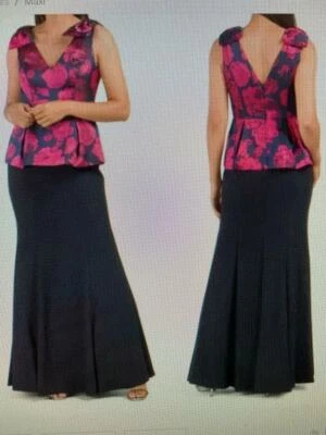 $395  AIDAN MATTOX DRESS V-NECK FLORAL GOWN/EVENING DRESS Sz 8 NWT SHOULDER BOW - Image 1 of 4
