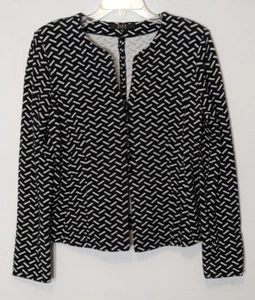 Women's ALEX MARIE Black/White Short, Slim Fit Button Casual Jacket; Size M - Picture 1 of 5