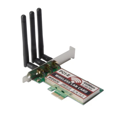 450Mbps Wireless LAN Wifi Network PCI-E Express Card Adapter &3 Antenna HOT SALE - Image 1 of 4